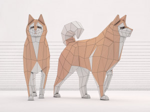 origami---dog walking Model 3D