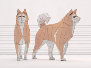 origami --- passear com cachorro Modelo 3D