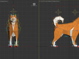 origami---dog walking Model 3D