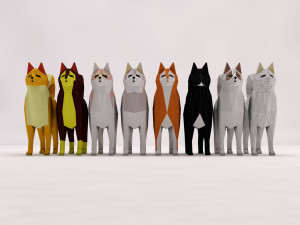 origami---dog walking Model 3D