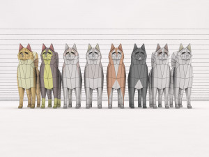 origami---dog walking Model 3D