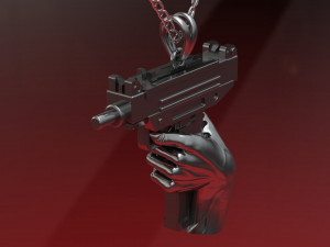 pendant uzi on hand 3D Print Model