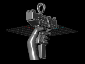pendant uzi on hand 3Dプリントモデル
