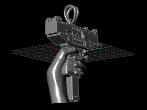 pendant uzi on hand 3D Print Model