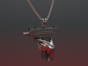 pendant uzi on hand 3Dプリントモデル