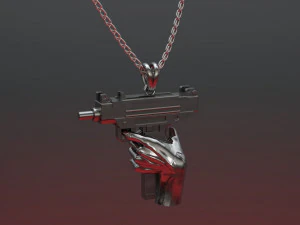 pendant uzi on hand 3D Print Model