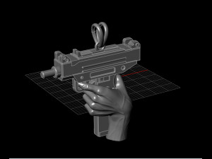 pendant uzi on hand 3Dプリントモデル