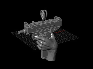 pendant uzi on hand 3D Print Model