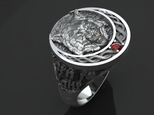 ring with a wolf Model Cetak 3D