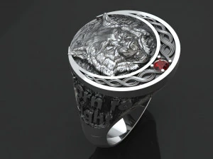 ring with a wolf 3D Print Model
