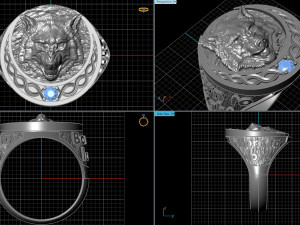 ring with a wolf Model Cetak 3D