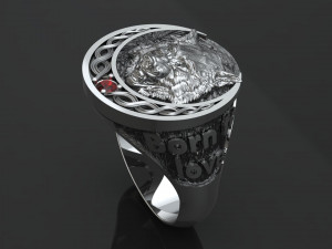 ring with a wolf Model Cetak 3D