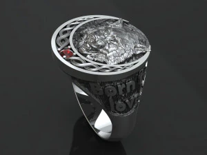 ring with a wolf 3D Print Model