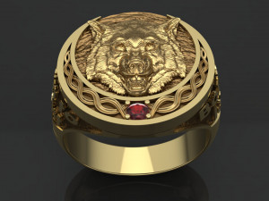 ring with a wolf Model Cetak 3D