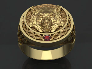 ring with a wolf 3D Print Model