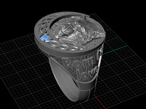 ring with a wolf 3D Print Model