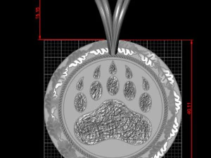 クマの足ペンダント 3Dプリントモデル