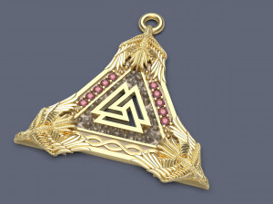 Viking style pendant with ravens and the Odin rune 3D 打印模型