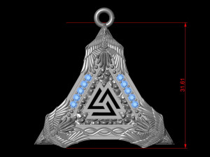 Viking style pendant with ravens and the Odin rune 3D 打印模型