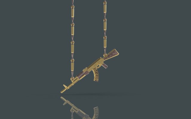 AK-47 and bullets necklaces 3D printmodel .c4d .max .obj .3ds .fbx .stl .blend