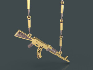 AK-47 and bullets necklaces 3D printmodel