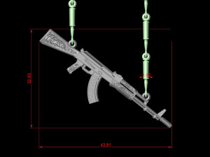 AK-47 and bullets necklaces 3D printmodel
