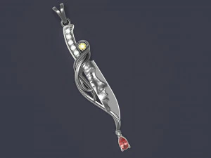 女の子のシルエットが描かれた短剣の形のペンダント 3D プリント モデル 3Dプリントモデル