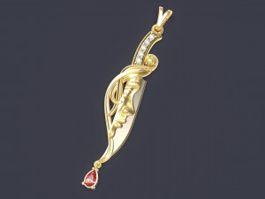 Pendant in the form of a dagger with a silhouette of a girl 3D print model 3D 打印模型