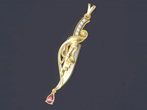 Pendant in the form of a dagger with a silhouette of a girl 3D print model 3D Print Model