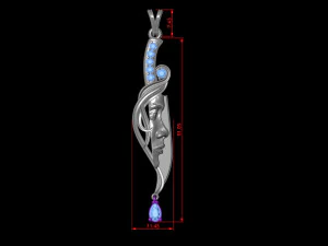 Pendant in the form of a dagger with a silhouette of a girl 3D print model 3D Print Model