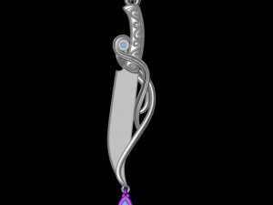 Pendant in the form of a dagger with a silhouette of a girl 3D print model 3D Print Model