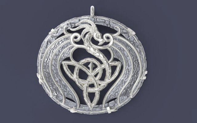 Celtic pendant with trixel and dragon 3D print model 3D Baskı Modeli .c4d .max .obj .3ds .fbx .stl .blend 