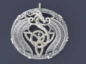 Celtic pendant with trixel and dragon 3D print model 3Dプリントモデル