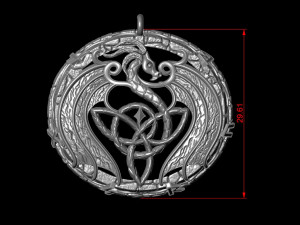 Celtic pendant with trixel and dragon 3D print model 3D Baskı Modeli