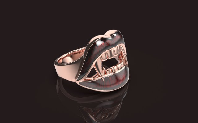 Vampire Lips Ring 3D 打印模型 .c4d .max .obj .3ds .fbx .stl .blend 