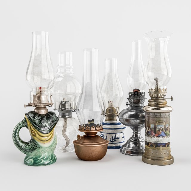 old lamp set 3D Model .c4d .max .obj .3ds .fbx .stl .blend 