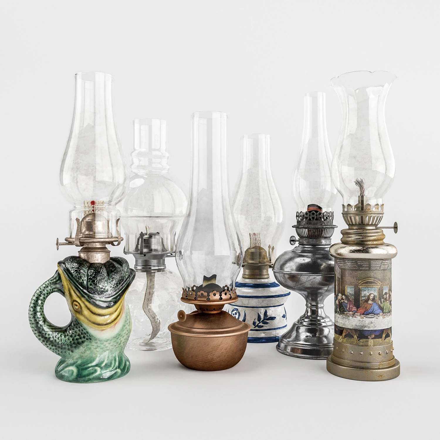old lamp set 3D Model .c4d .max .obj .3ds .fbx .stl .blend 