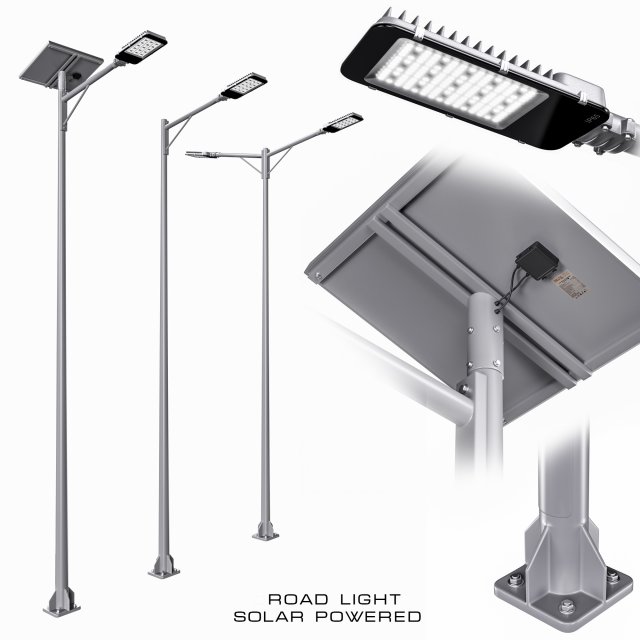 road light solar powered Model 3D .c4d .max .obj .3ds .fbx .stl .blend 