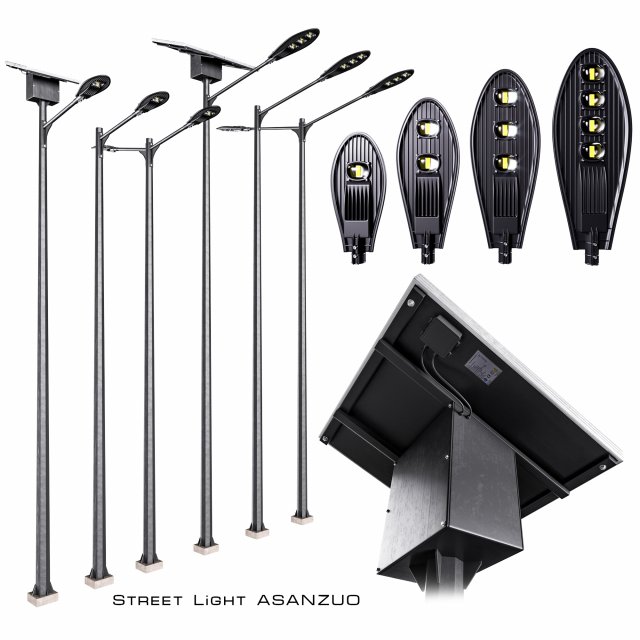 street light solar powered 3D Model .c4d .max .obj .3ds .fbx .stl .blend 