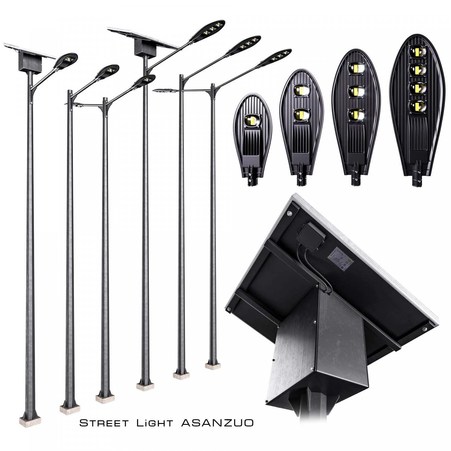 street light solar powered 3D Model .c4d .max .obj .3ds .fbx .stl .blend
