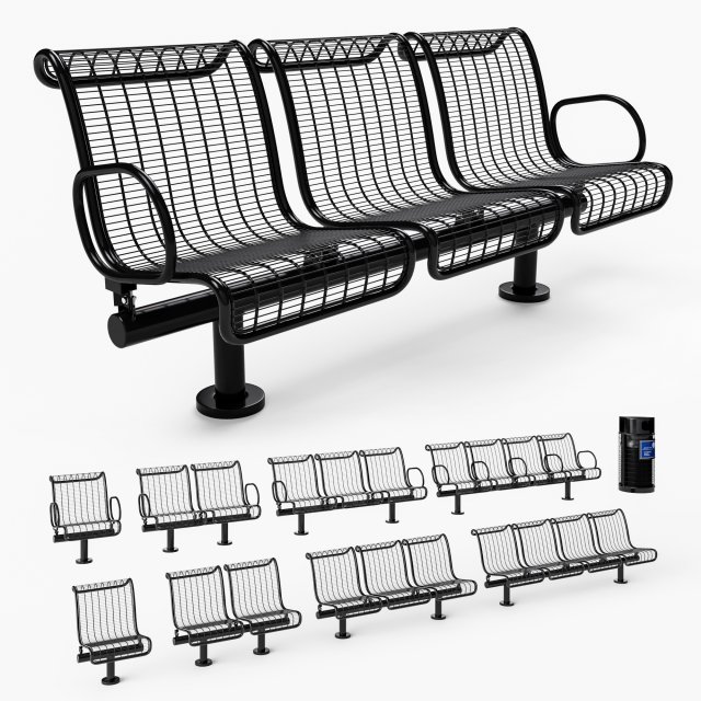 bench plexus backed 3D Model .c4d .max .obj .3ds .fbx .stl .blend 