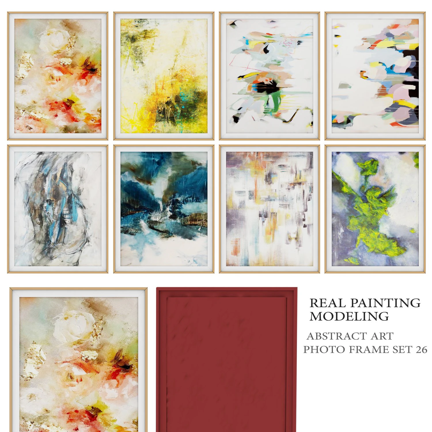 photo frame wall set real painting 3D Model .c4d .max .obj .3ds .fbx .stl .blend 