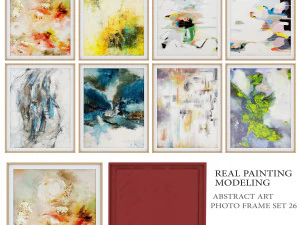 set da parete con cornice per foto, vero dipinto Modello 3D