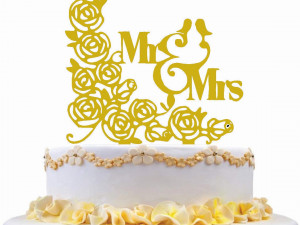 flowers mr mrs wedding cake topper 3D Print Model