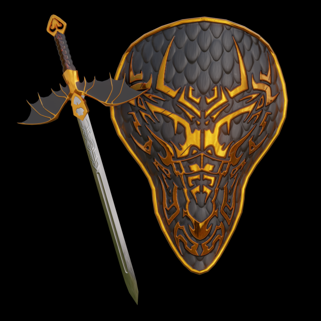 shield and sword Modelo 3D .c4d .max .obj .3ds .fbx .stl .blend 