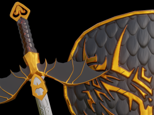 shield and sword Modelo 3D