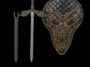 shield and sword Modelo 3D