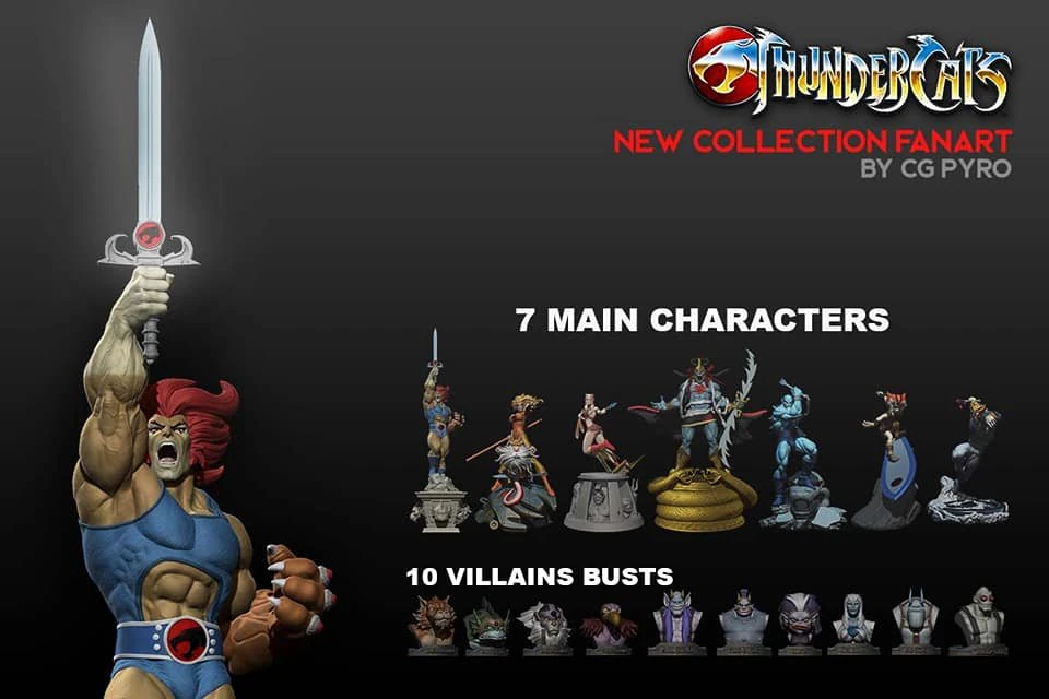 THUNDERCATS COLLECTION PACK 1 17 CHARACTERS 7 Medallions BONUS 3D Print Model .c4d .max .obj .3ds .fbx .stl .blend