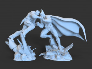 Batman Vs Punisher dioram STL files for 3d printing crossover from DCU and MCU 3D Baskı Modeli
