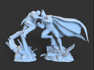 Batman Vs Punisher dioram STL files for 3d printing crossover from DCU and MCU 3D Print Model